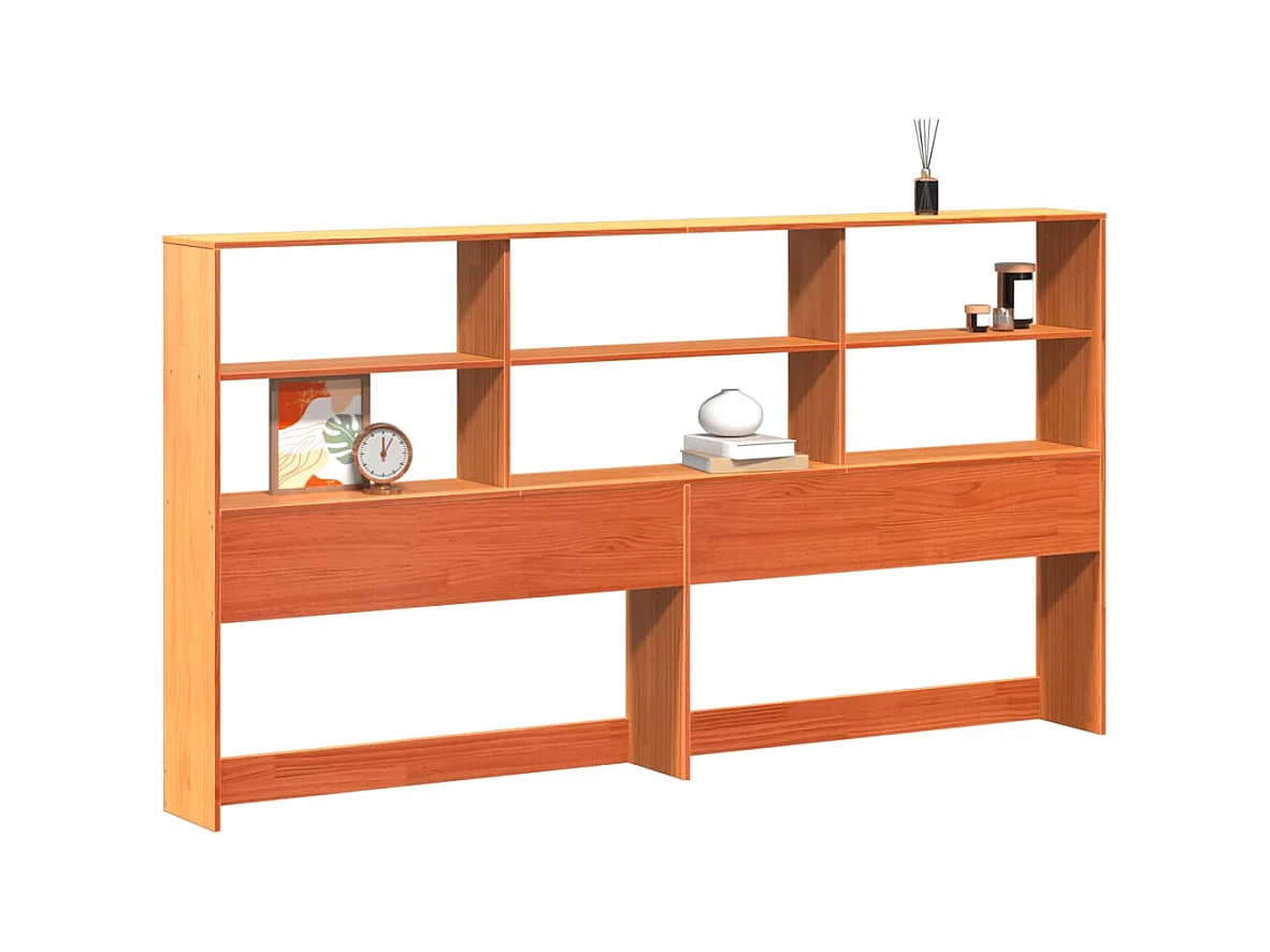 Tête de lit avec rangement cire marron 180cm bois massif de pin