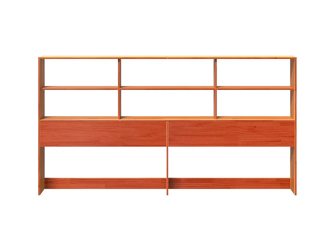 Tête de lit avec rangement cire marron 180cm bois massif de pin