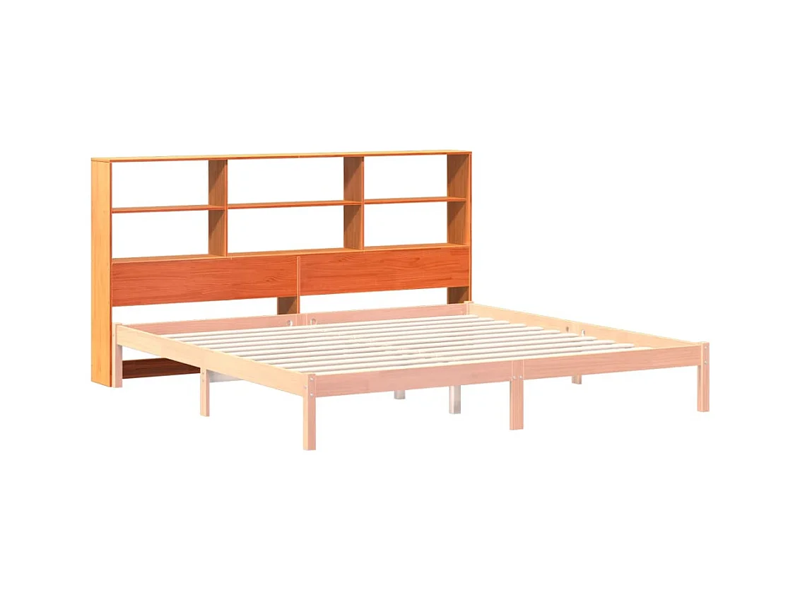 Tête de lit avec rangement cire marron 180cm bois massif de pin