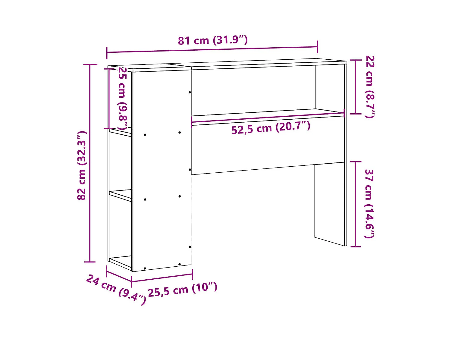 Tête de lit avec rangement blanc 75 cm bois massif de pin