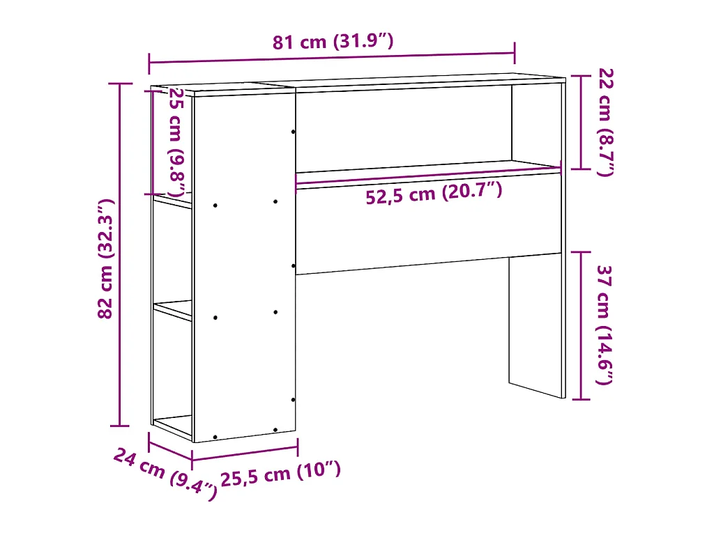 Kopfteil mit Stauraum Weiß 75 cm Massivholz Kiefer