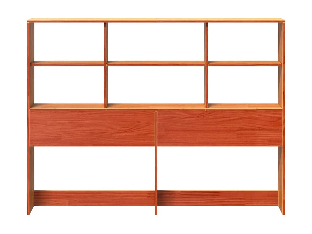 Tête de lit avec rangement cire marron 120cm bois massif de pin