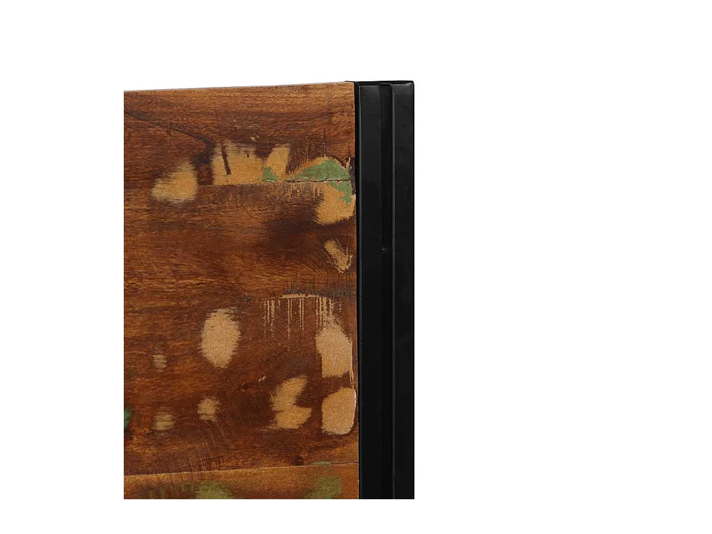 Testiera 140 cm in Legno Massello di Recupero e Ferro