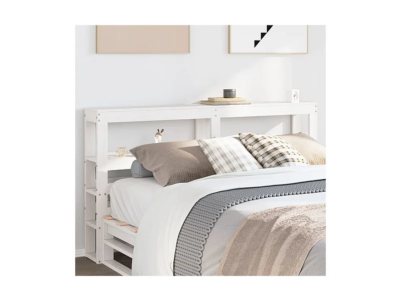 Tête de lit avec étagères blanc 150 cm bois massif de pin