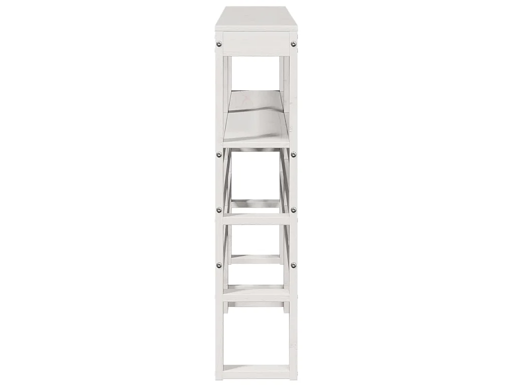 Testiera con Ripiani Bianca 150 cm in Legno Massello di Pino