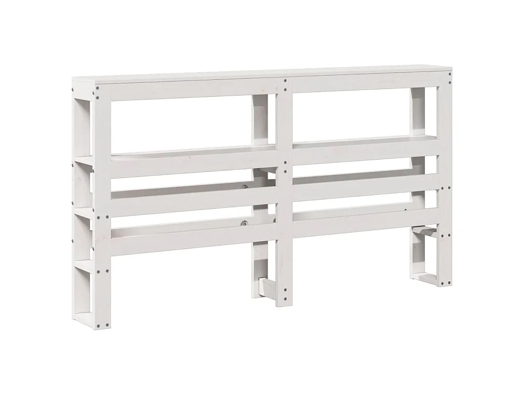 Testiera con Ripiani Bianca 150 cm in Legno Massello di Pino