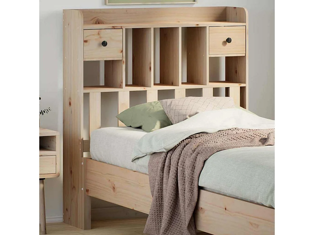 Tête de lit avec rangement 100 cm bois massif de pin