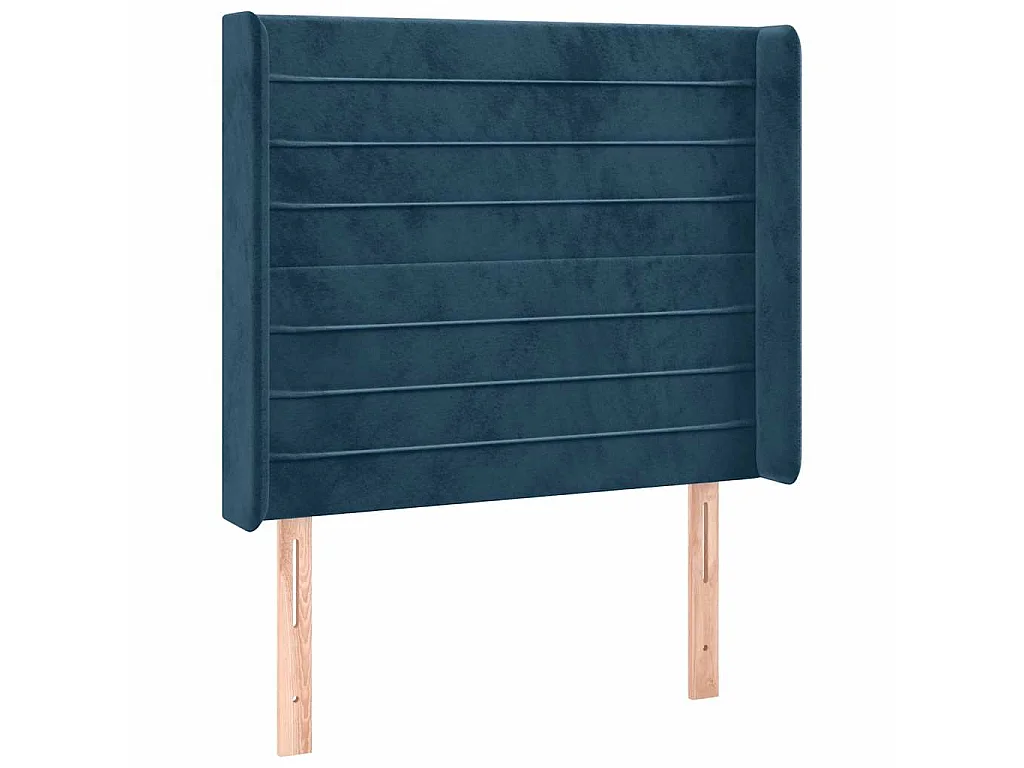 Tête de lit avec oreilles Bleu foncé 93x16x118/128 cm Velours