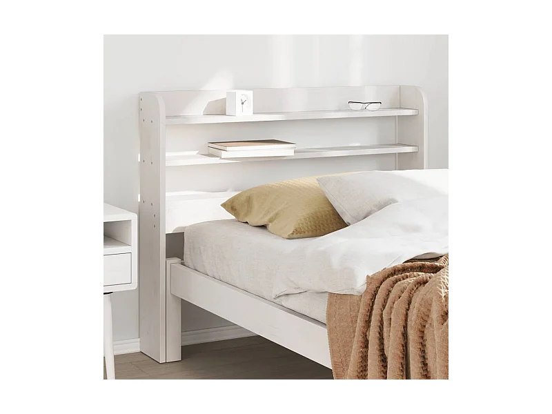 Kopfteil mit Ablagen Weiß 75 cm Massivholz Kiefer