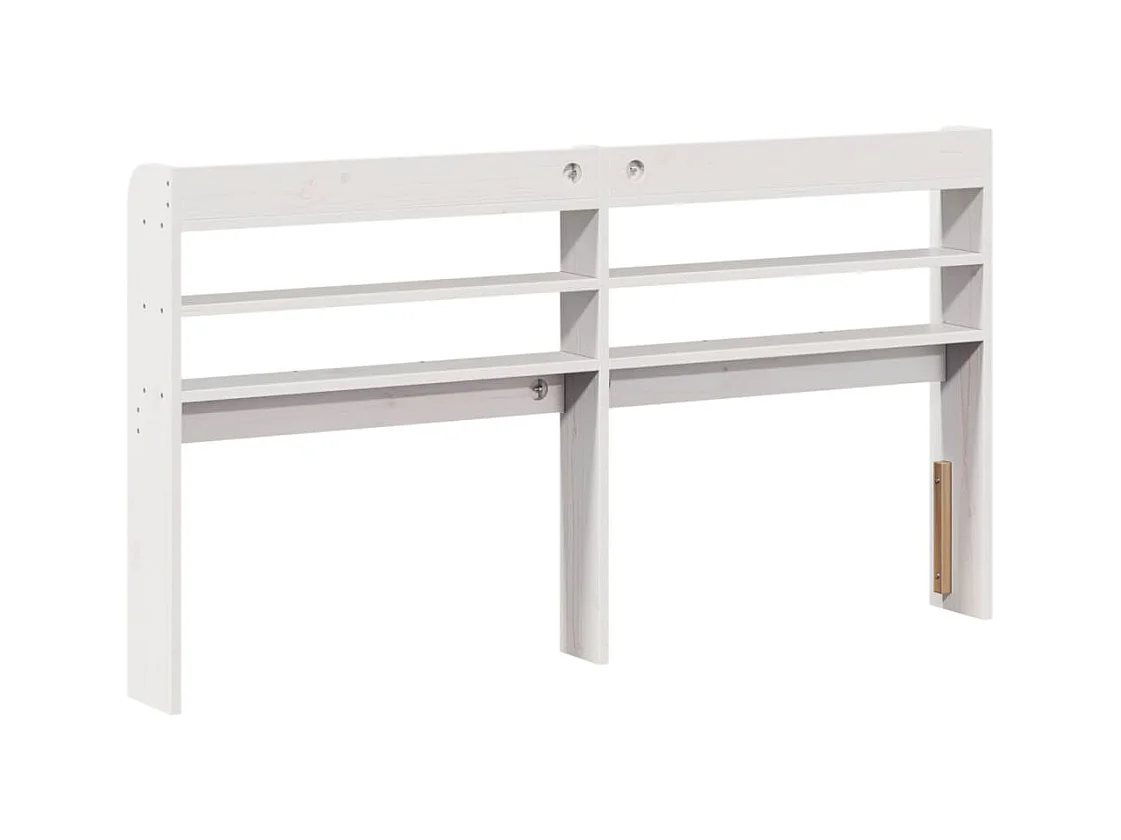 Hoofdbord met schappen 150 cm massief grenenhout wit