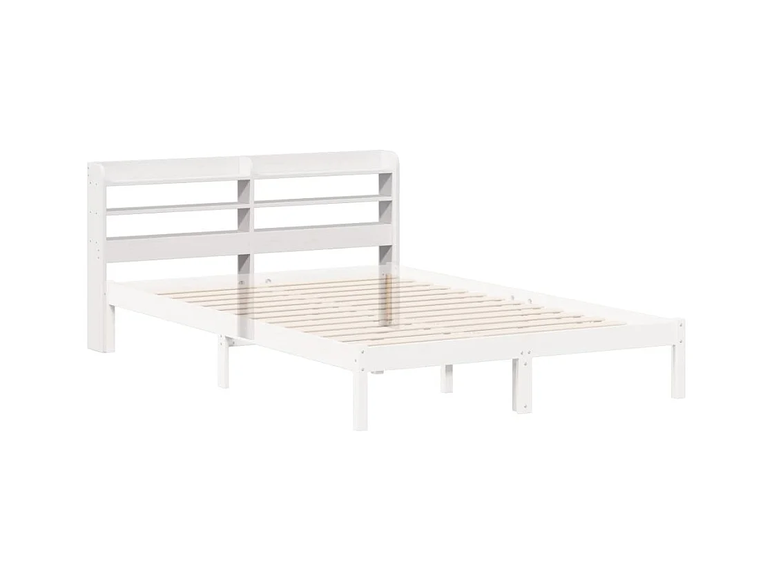 Hoofdbord met schappen 150 cm massief grenenhout wit