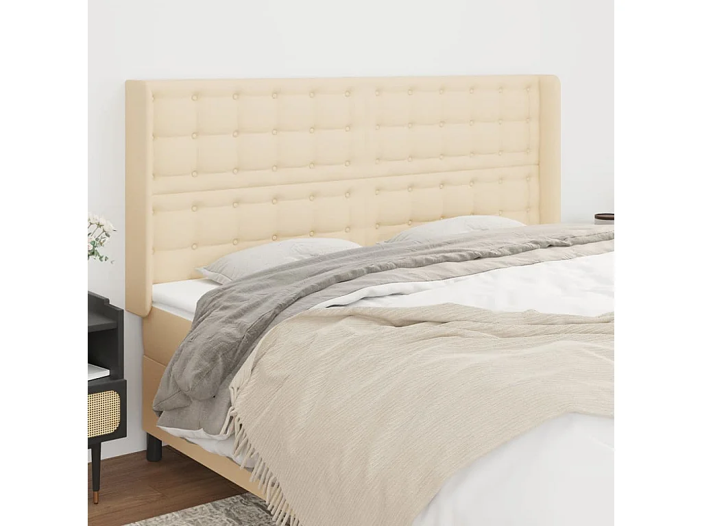 Tête de lit avec oreilles Crème 203x16x118/128 cm Tissu