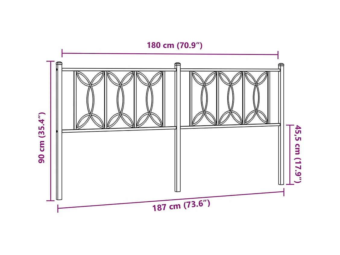Tête de lit métal blanc 180 cm