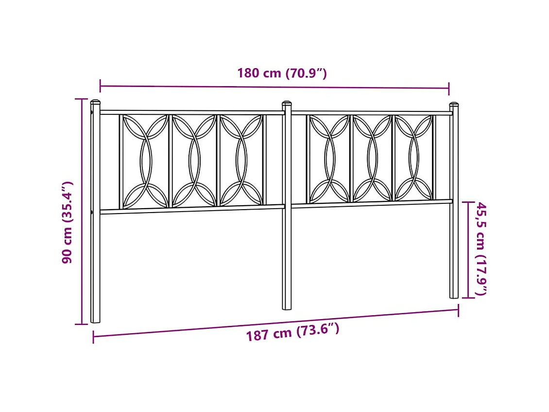 Tête de lit métal blanc 180 cm