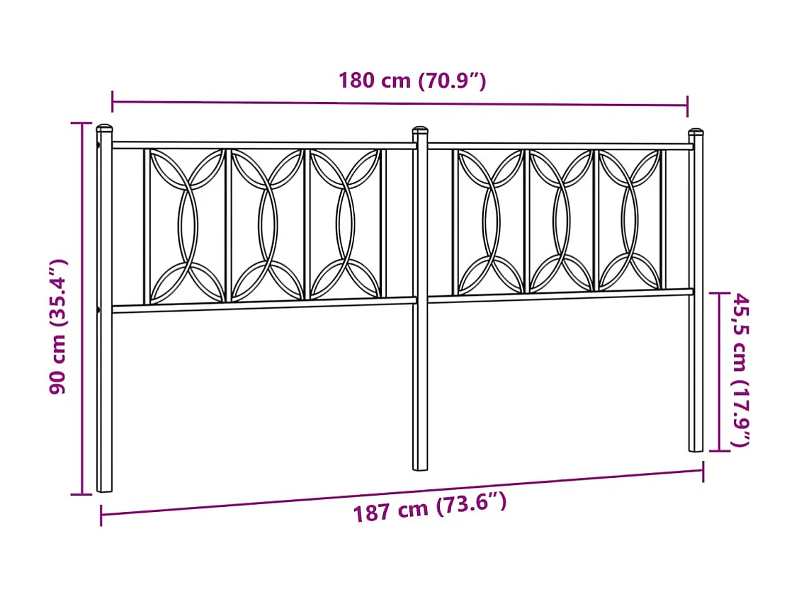 Tête de lit métal blanc 180 cm