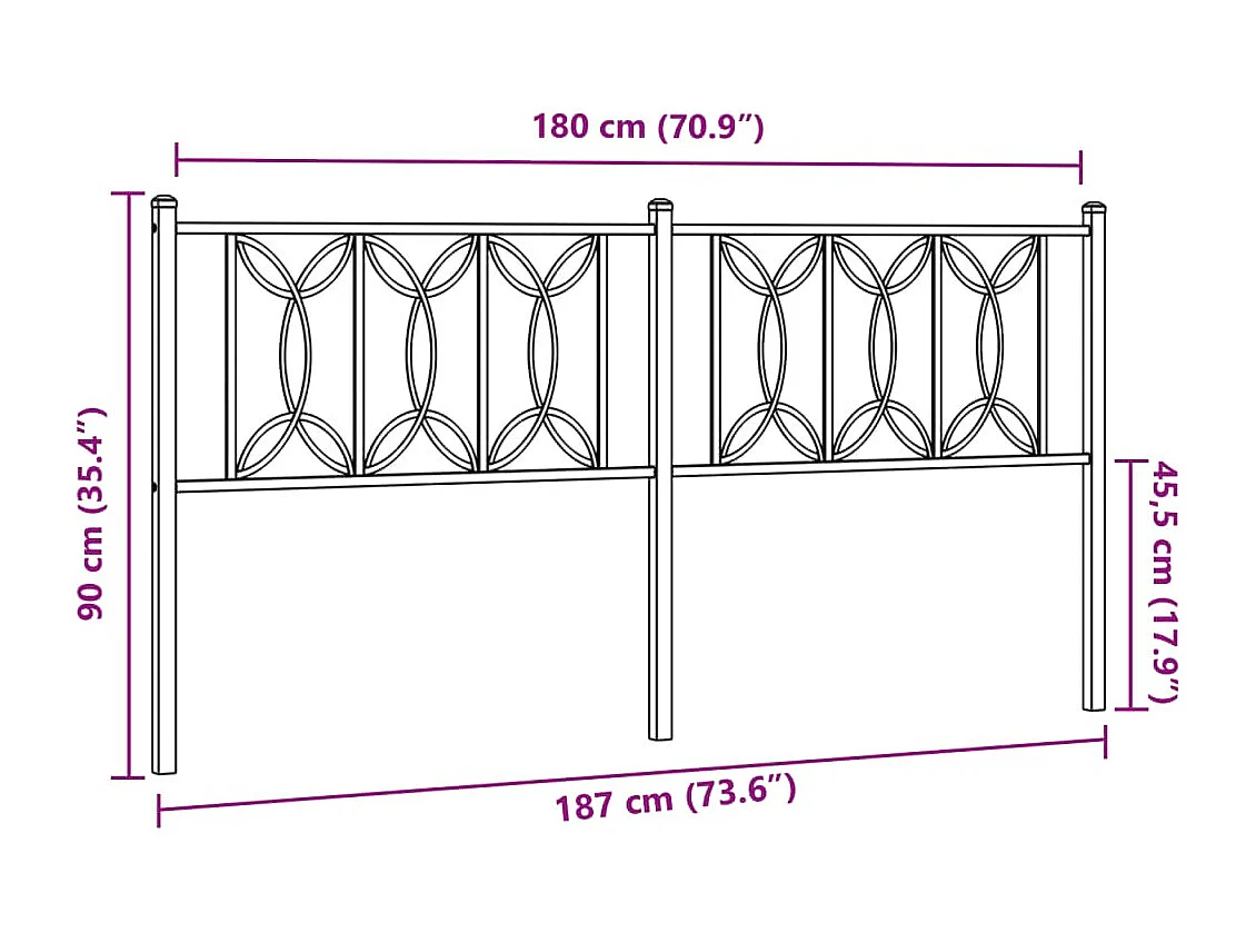 Tête de lit métal blanc 180 cm