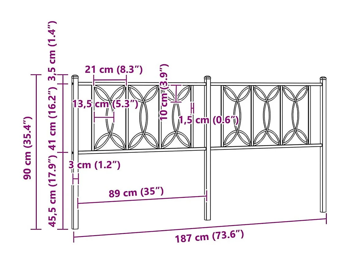Tête de lit de remplacement métal blanc 180 cm