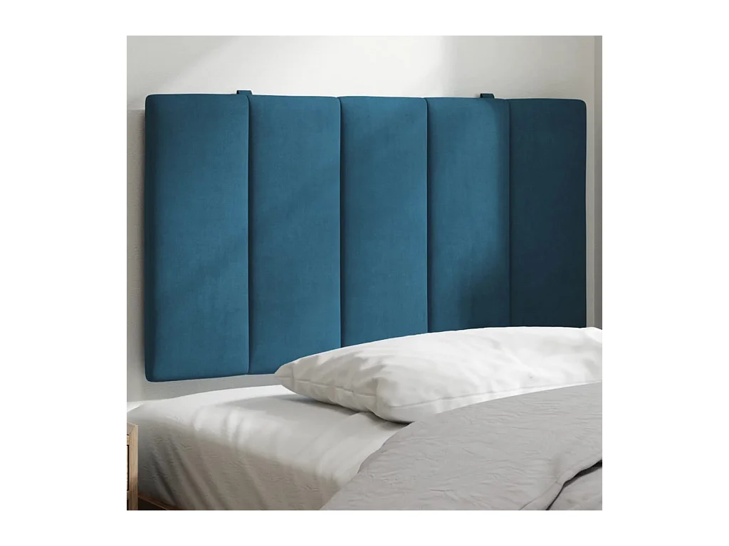 Coussin de tête de lit bleu 90 cm velours
