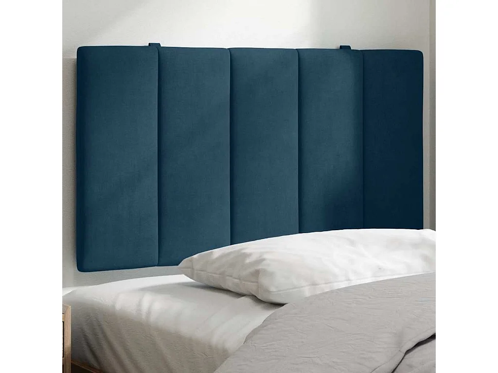 Coussin de tête de lit Hanko bleu 90 cm velours