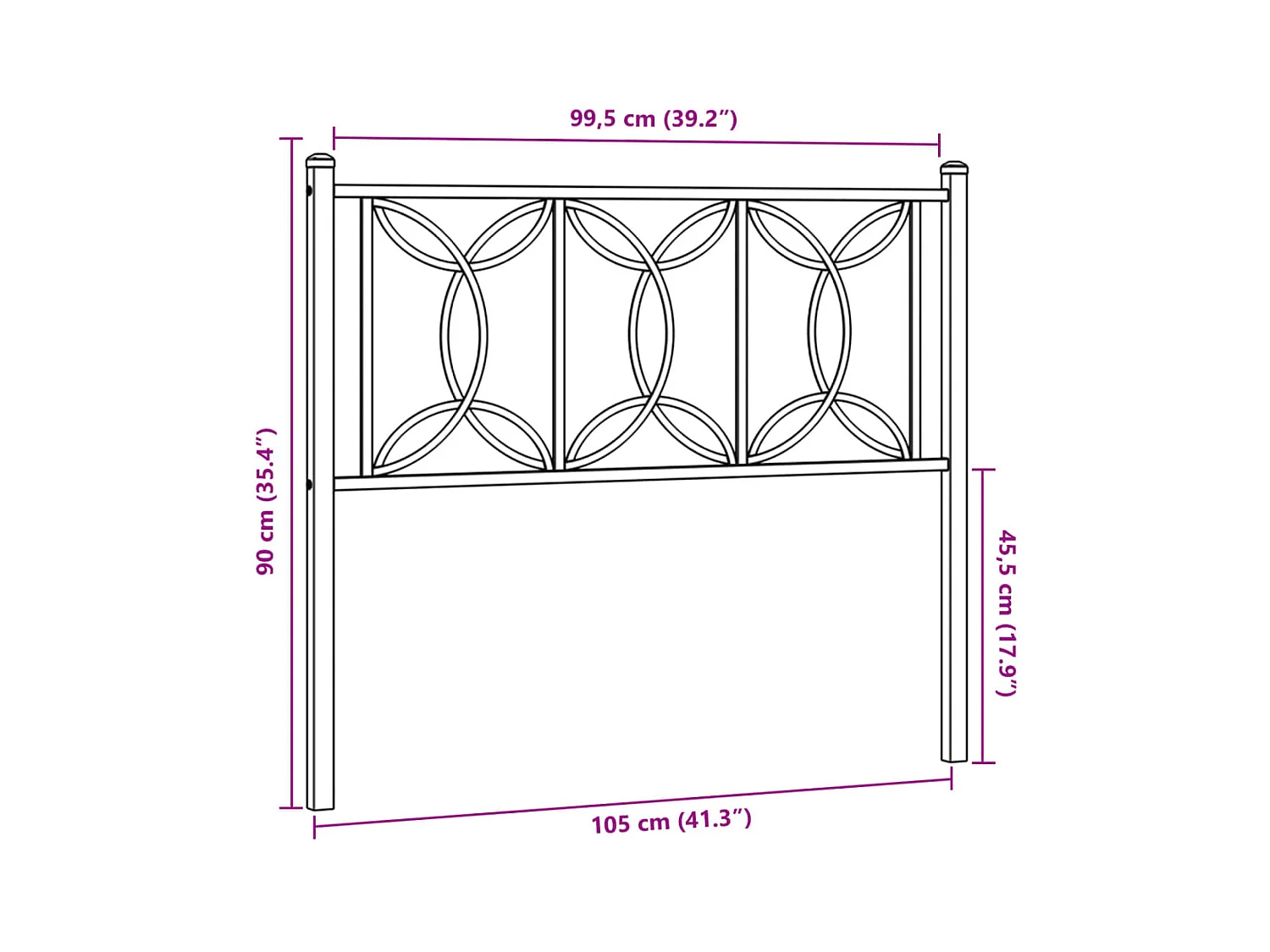 Tête de lit métal blanc 100 cm