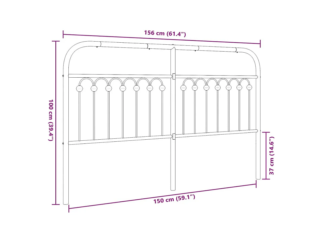 Cabeceira de cama 150 cm metal branco