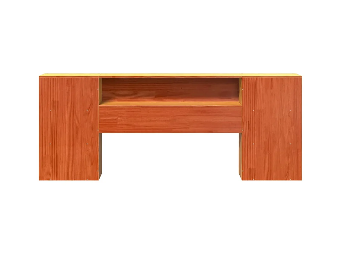 Tête de lit avec rangement cire marron 200cm bois massif de pin