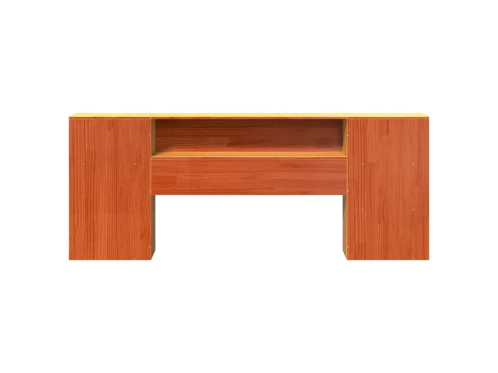 Tête de lit avec rangement cire marron 200cm bois massif de pin