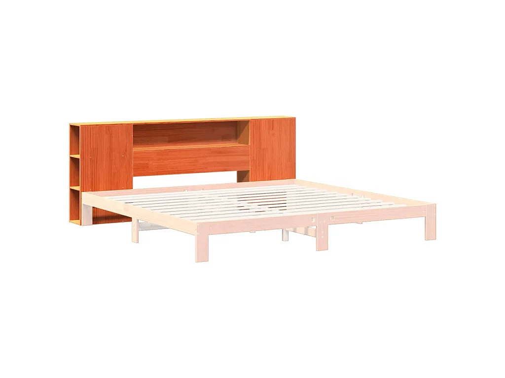 Tête de lit avec rangement cire marron 200cm bois massif de pin