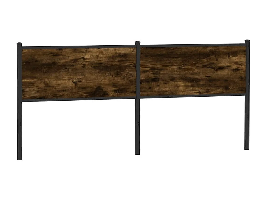Hoofdbord 190 cm bewerkt hout en staal gerookt eikenkleurig