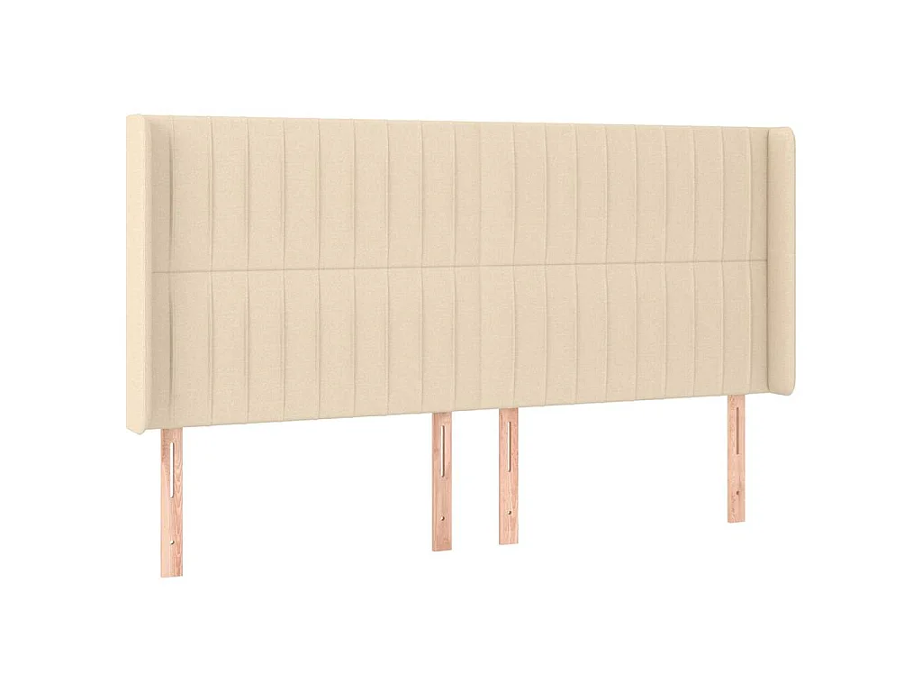 Hoofdbord met randen 203x16x118/128 cm stof crèmekleurig
