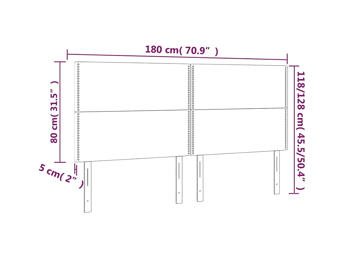Testiera 4 pz Tortora 90x5x78/88 cm in Tessuto