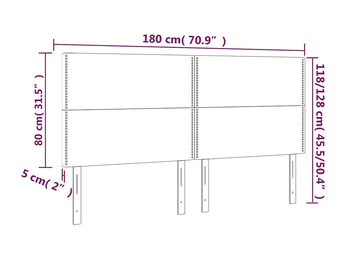 Kopfteil Taupe 180x5x118/128 cm Stoff