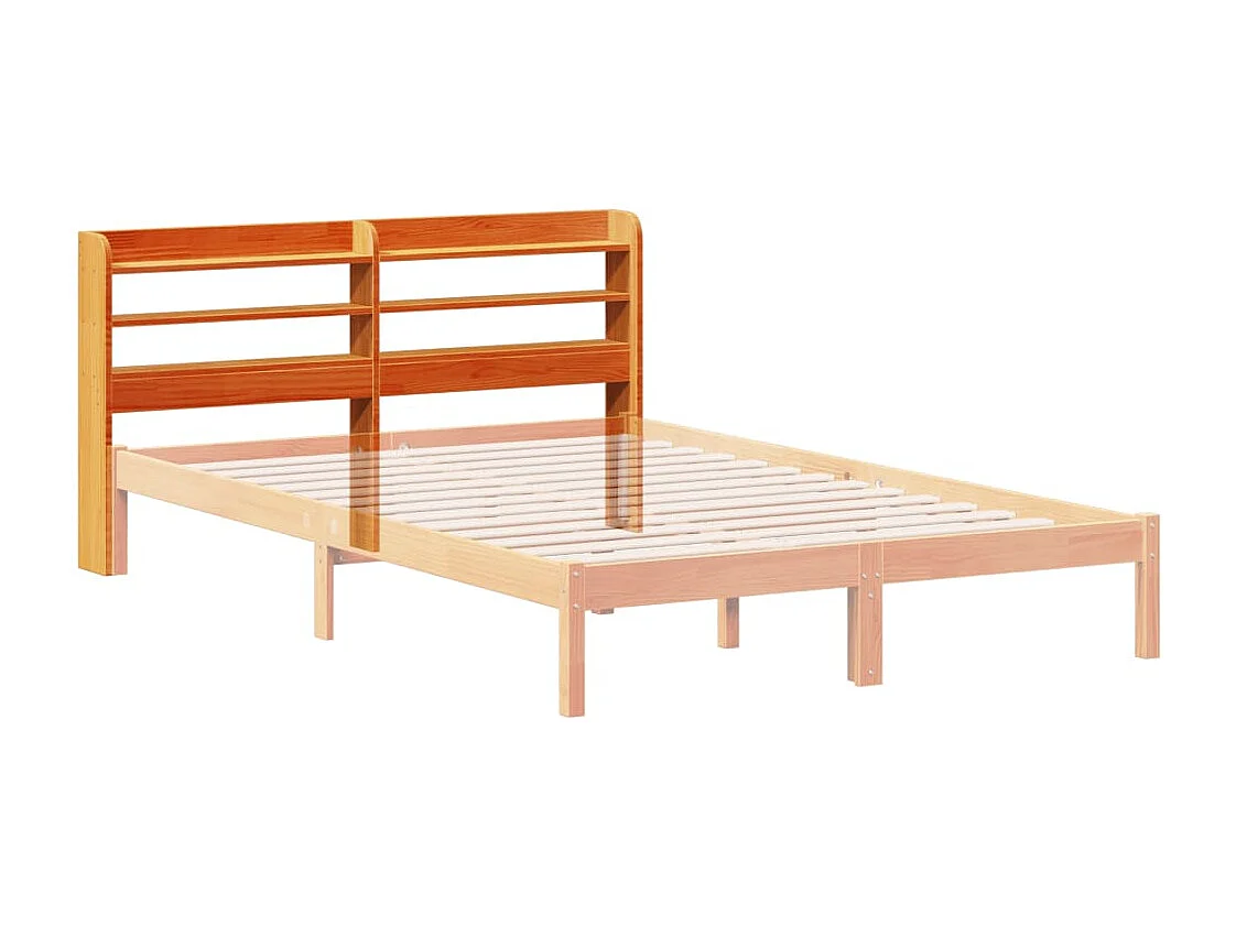 Cabecero de cama con estantes madera maciza pino marrón 120 cm