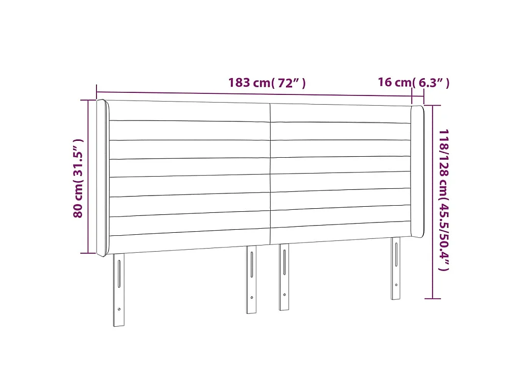 LED Kopfteil Dunkelbraun 183x16x118/128 cm Stoff