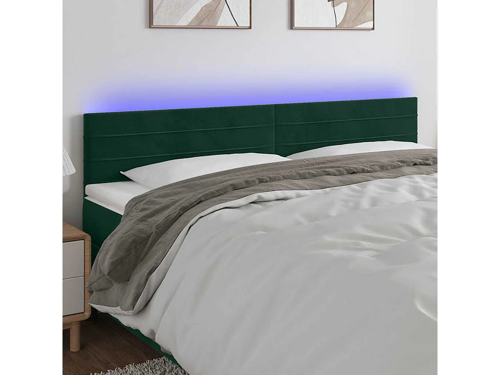 Tête de lit à LED Vert foncé 180x5x78/88 cm Velours