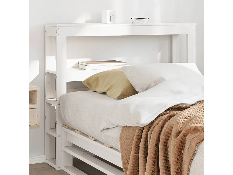 Tête de lit avec étagères blanc 75 cm bois massif de pin