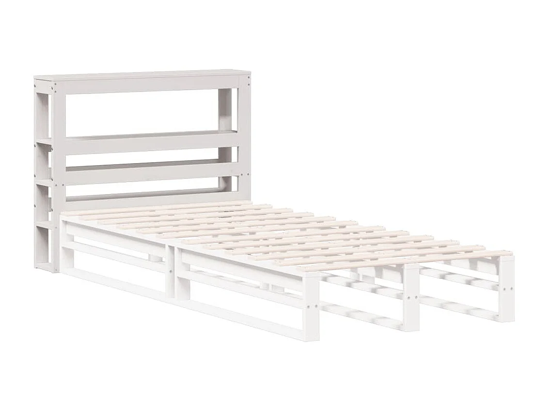 Testiera con Ripiani Bianca 75 cm in Legno Massello di Pino