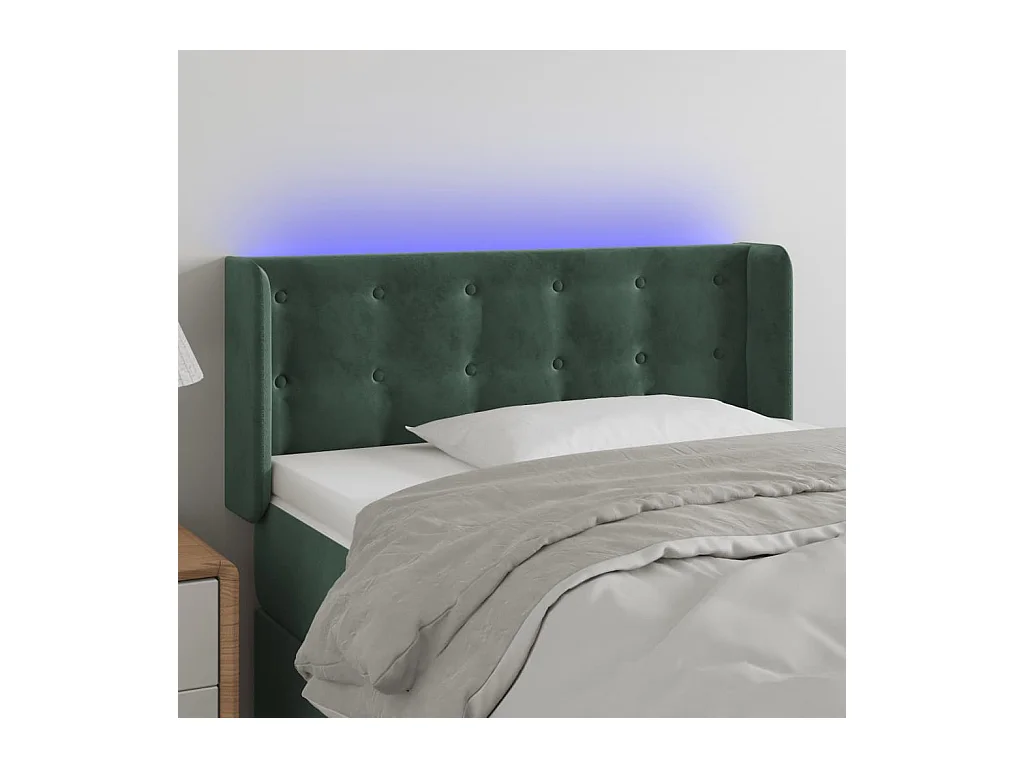 Tête de lit à LED Vert foncé 83x16x78/88 cm Velours