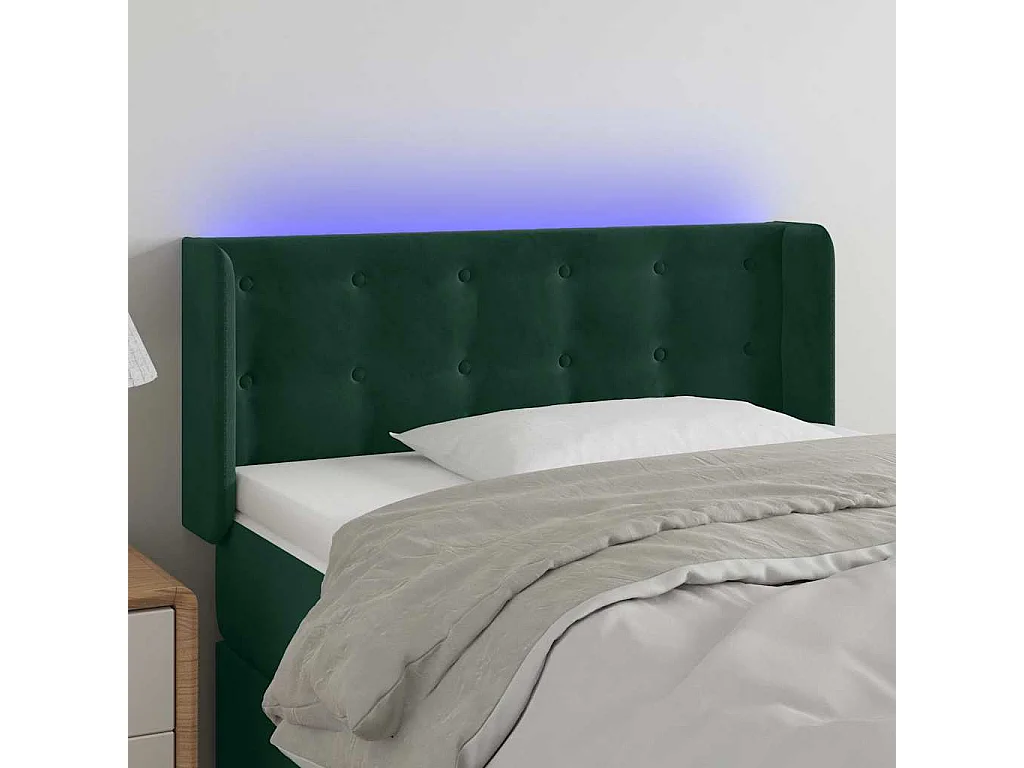 LED Kopfteil Dunkelgrün 83x16x78/88 cm Samt
