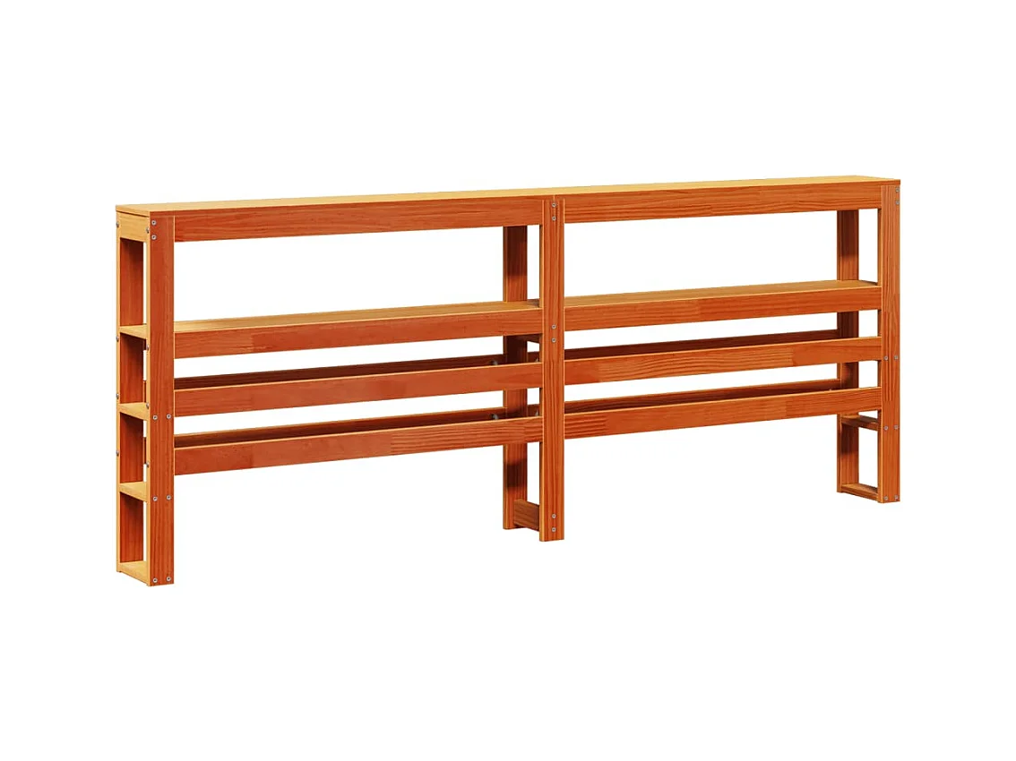 Tête de lit avec étagères marron cire 200 cm bois massif de pin