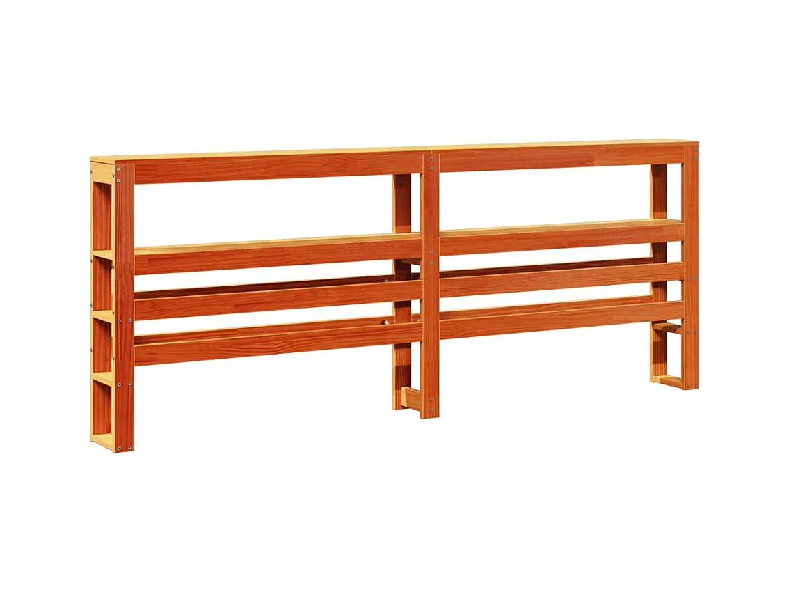 Tête de lit avec étagères marron cire 200 cm bois massif de pin