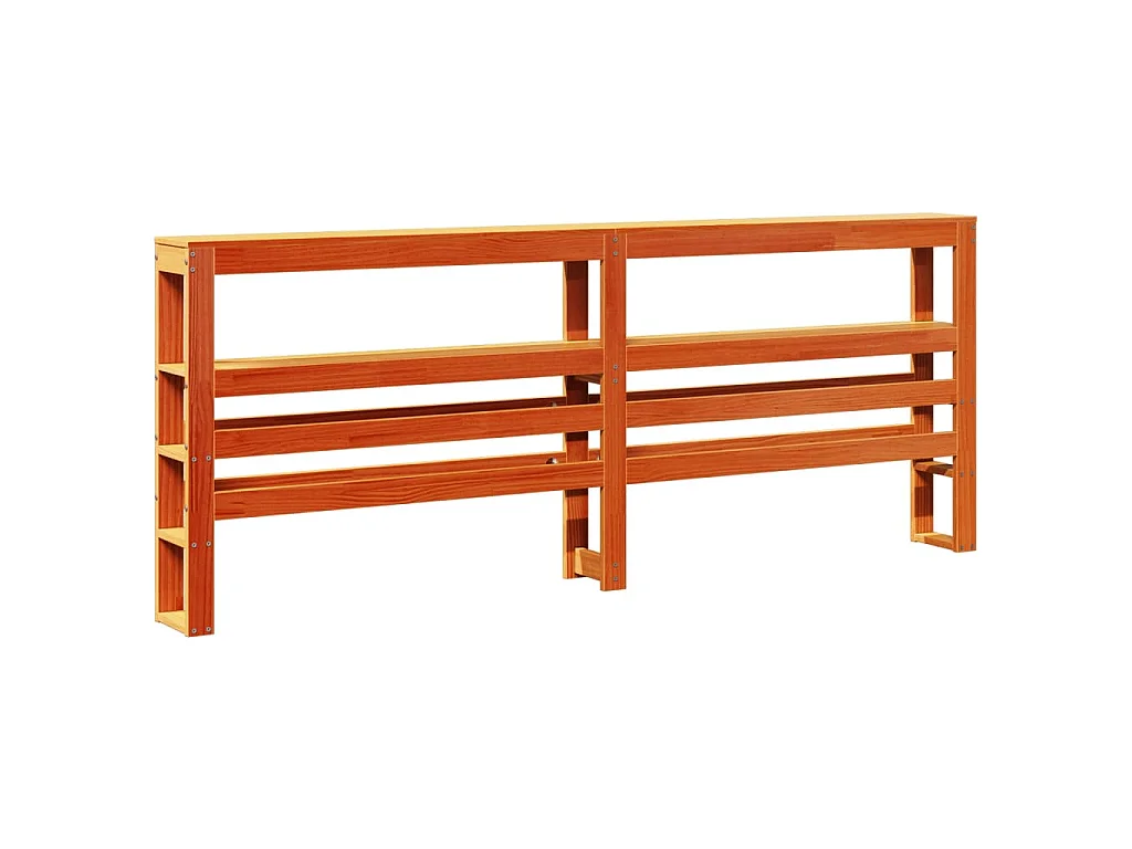 Tête de lit avec étagères marron cire 200 cm bois massif de pin