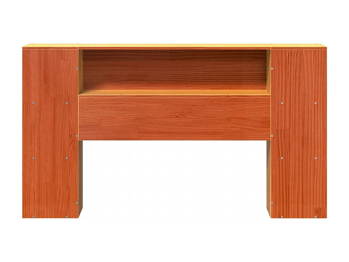Tête de lit avec rangement cire marron 140cm bois massif de pin