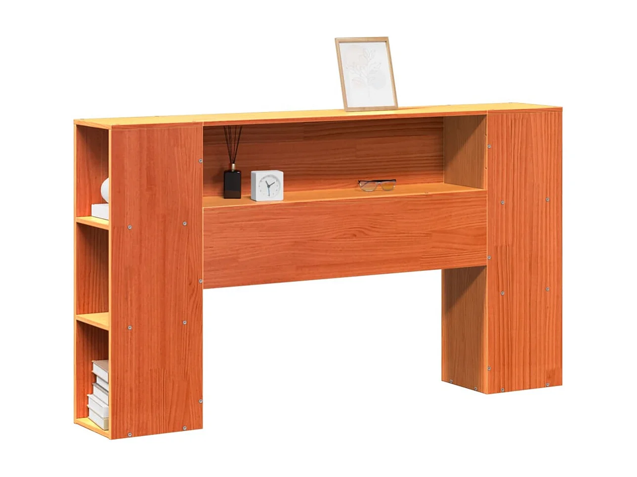 Tête de lit avec rangement cire marron 140cm bois massif de pin