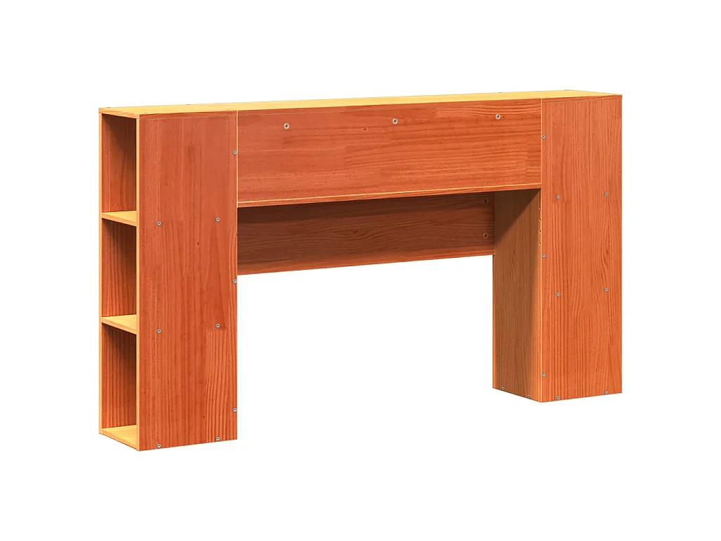 Tête de lit avec rangement cire marron 140cm bois massif de pin