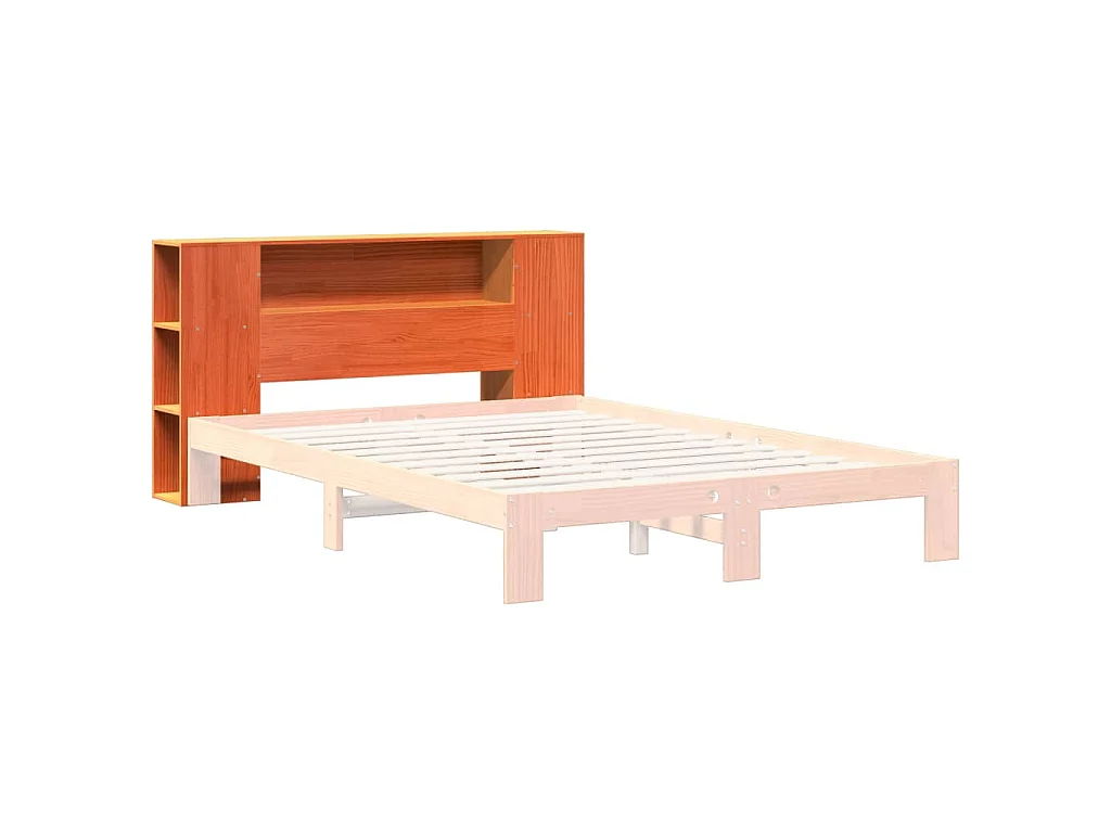 Tête de lit avec rangement cire marron 140cm bois massif de pin