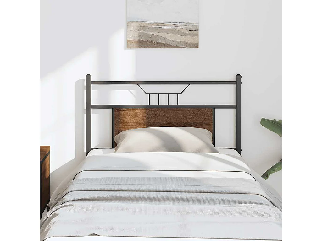 Tête de lit chêne marron 90 cm bois d'ingénierie et acier