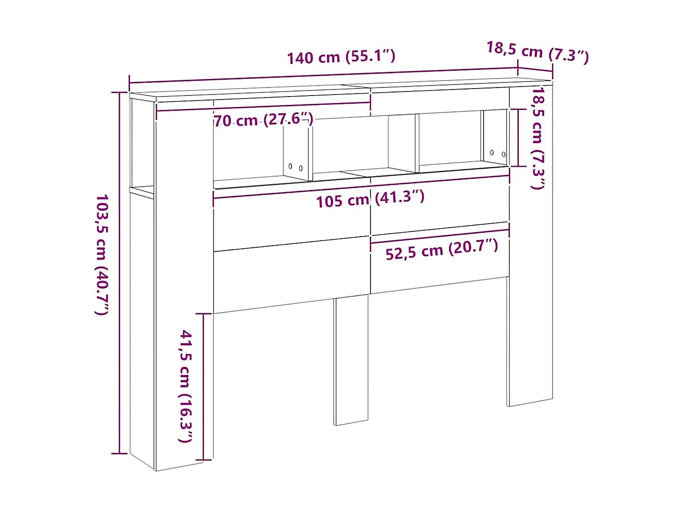 LED-Kopfteil Artisan-Eiche 140x18,5x103,5 cm Holzwerkstoff
