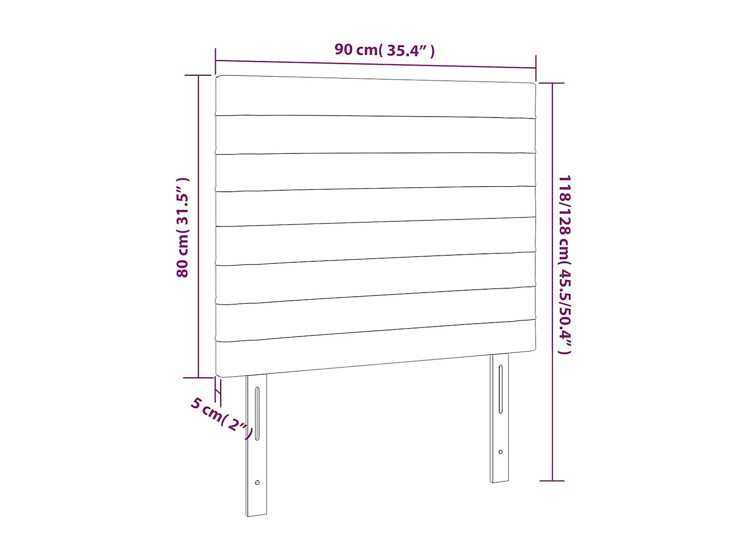 Tête de lit Bleu foncé 90x5x118/128 cm Velours