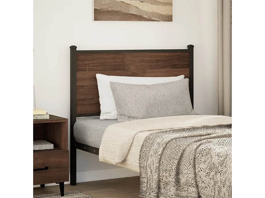Ersatz-Kopfteil Braun Eichen-Optik 90 cm Holzwerkstoff und Stahl